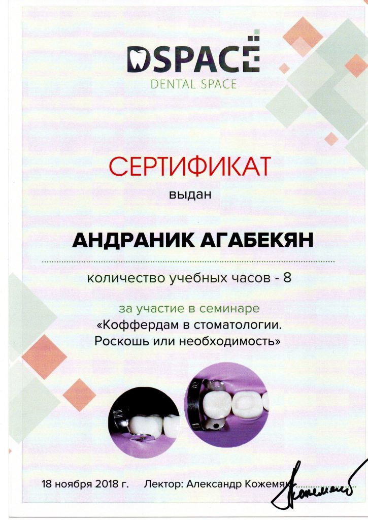 Сертифікат #8 - Агабекян Андранік Вачикович