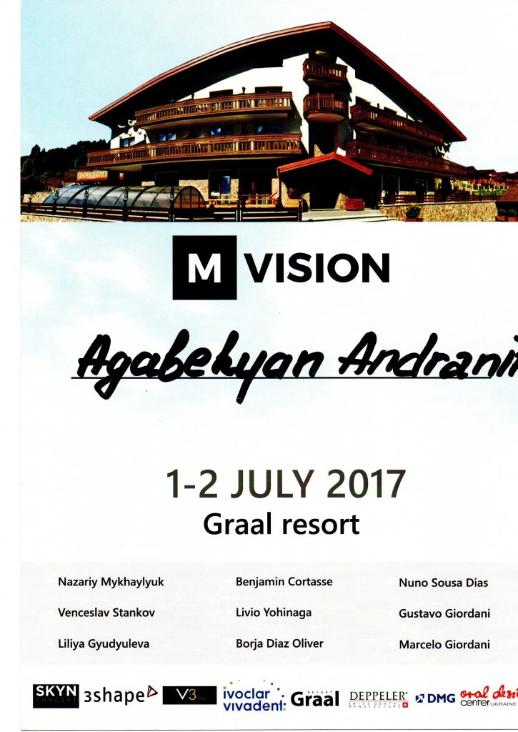 Certificado #1 - Aghabekyan Andranik Vachikovich Odontólogo general; odontólogo prostodoncista