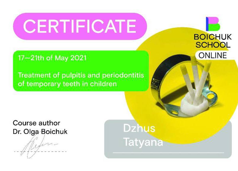 Certificado #16 - Dzhus Tetyana Mykhailivna